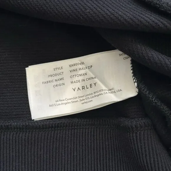 Varley Vine Half Zip Ribbed Ottoman Oversized Pullover Sweatshirt Black Size XS - Picture 7 of 9